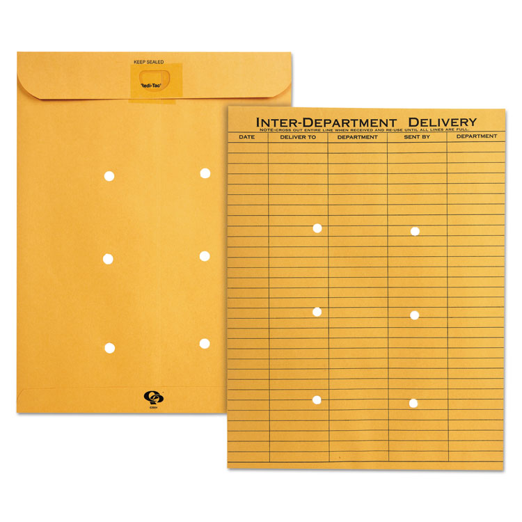 Picture of Brown Kraft Resealable Redi Tac Interoffice Envelope, 10 x 13, 100/BX