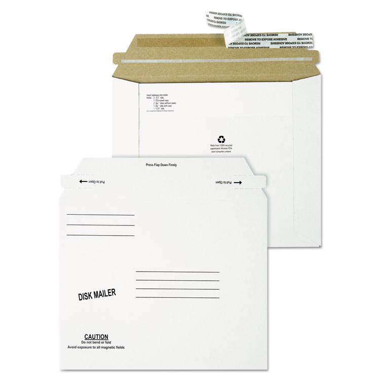 Picture of Recycled Redi Strip Economy Disk Mailer, 7 1/2 x 6 1/16, White, 100/Carton