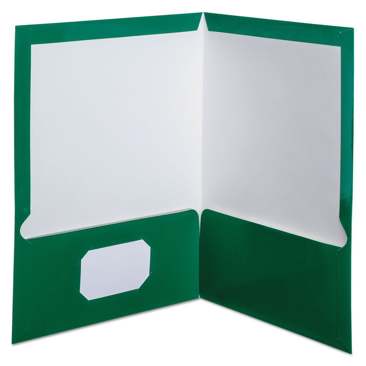 Picture of High Gloss Laminated Paperboard Folder, 100-Sheet Capacity, Green, 25/Box