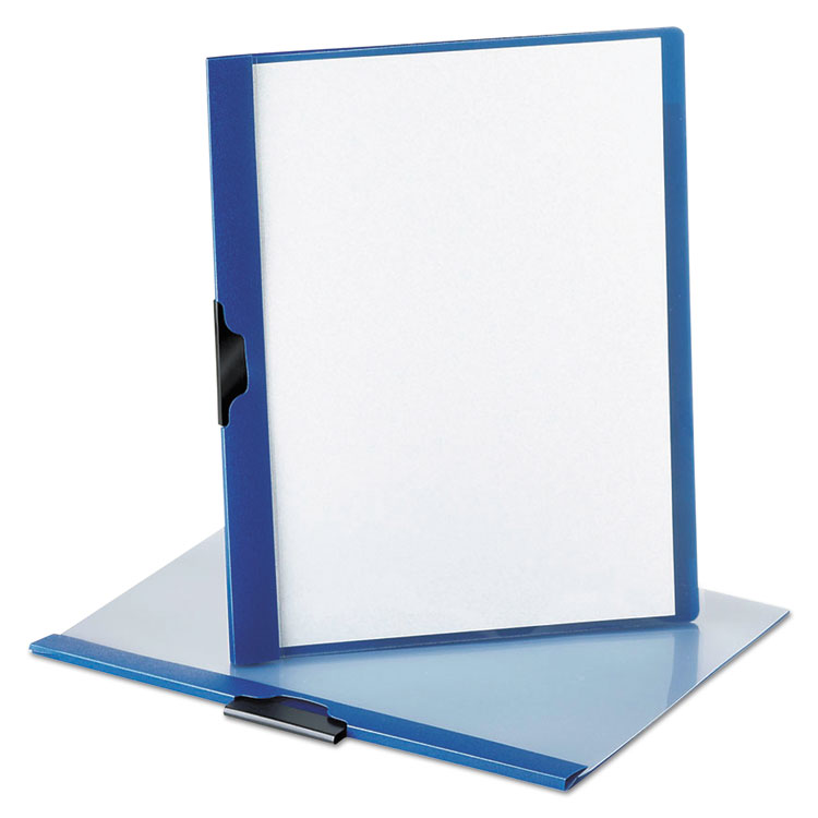 Picture of Polypropylene No-Punch Report Cover, Letter, Clip Holds 30 Pages, Clear/Blue