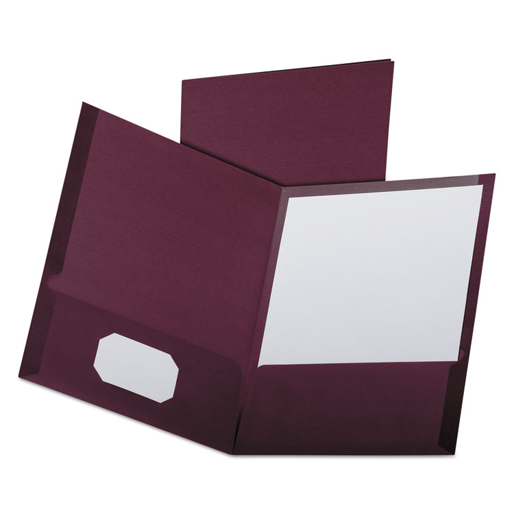 Picture of Linen Finish Twin Pocket Folders, Letter, Burgundy,25/Box
