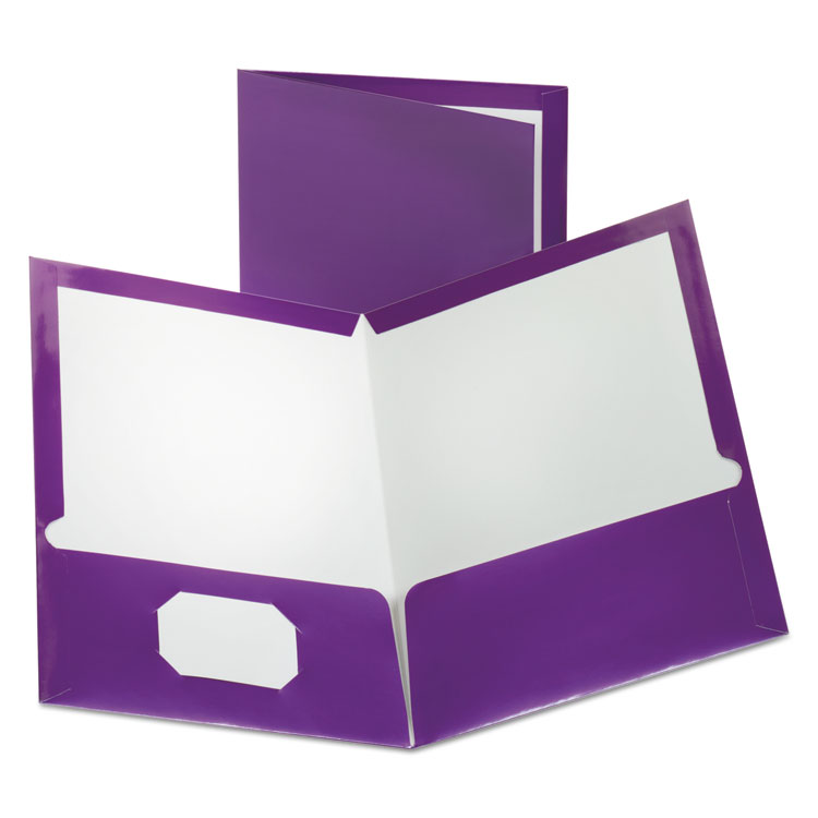Picture of Two-Pocket Laminated Folder, 100-Sheet Capacity, Metallic Purple
