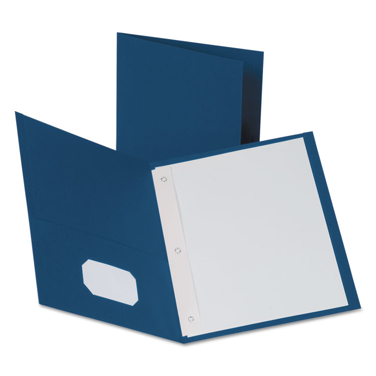 Picture of Twin-Pocket Folders with 3 Fasteners, Letter, 1/2" Capacity, Blue, 25/Box