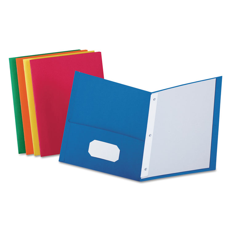 Picture of Twin-Pocket Folders with 3 Fasteners, Letter, 1/2" Capacity, Assorted, 25/Box