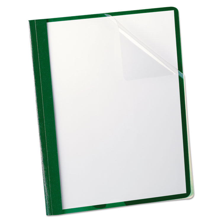 Picture of Clear Front Report Cover, 3 Fasteners, Letter, 1/2" Capacity, Green, 25/Box