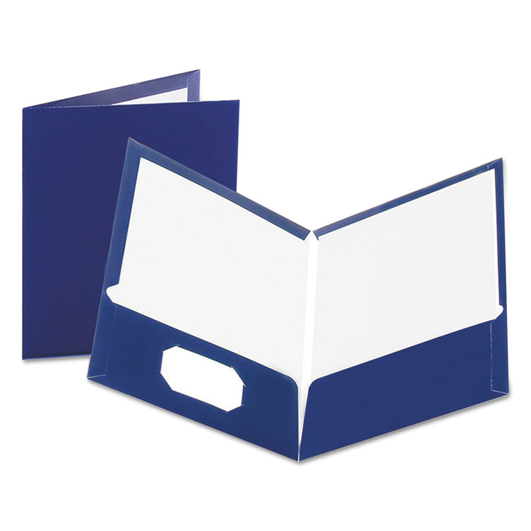 Picture of High Gloss Laminated Paperboard Folder, 100-Sheet Capacity, Navy, 25/Box