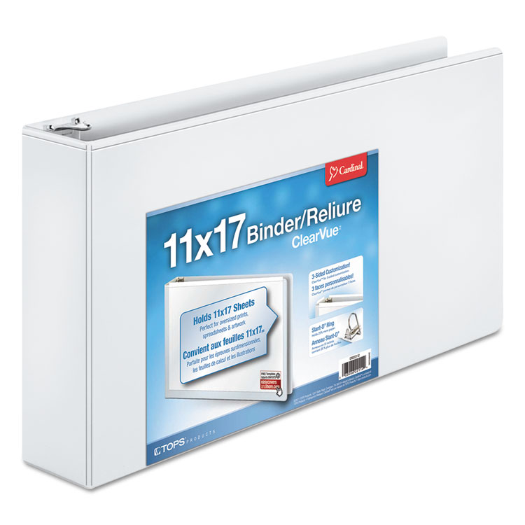 Picture of 11 x 17 ClearVue Slant-D Ring Binder, 3" Cap, White