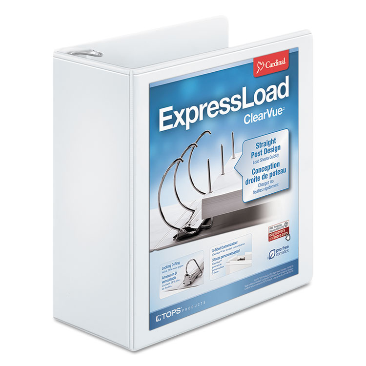 Picture of ExpressLoad ClearVue Locking D-Ring Binder, 4" Cap, 11 x 8 1/2, White