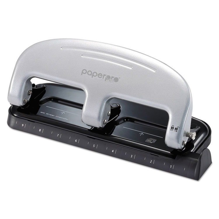 Picture of inPRESS Three-Hole Punch, 20-Sheet Capacity, Black/Silver