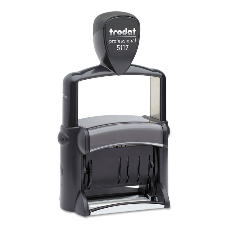 Picture of Trodat Professional 12-Message Stamp, Dater, Self-Inking, 2 1/4 x 3/8, Black