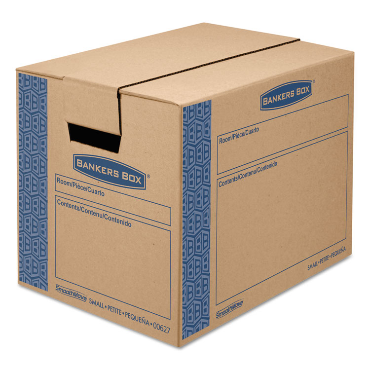 SmoothMove Prime Small Moving Boxes, 16l x 12w x 12h, Kraft/Blue, 15/CT