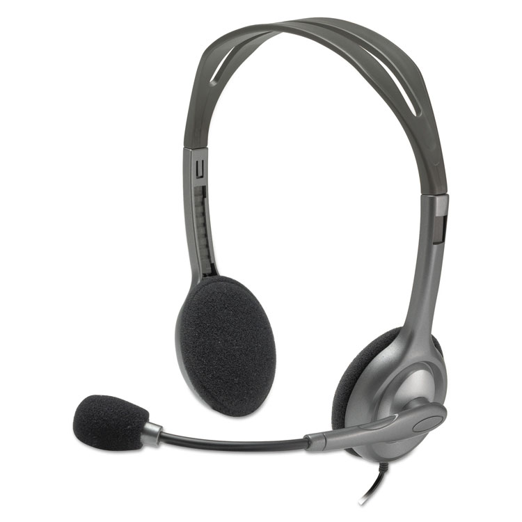 Picture of H111 Binaural Over-The-Head, Stereo Headset, Black/silver