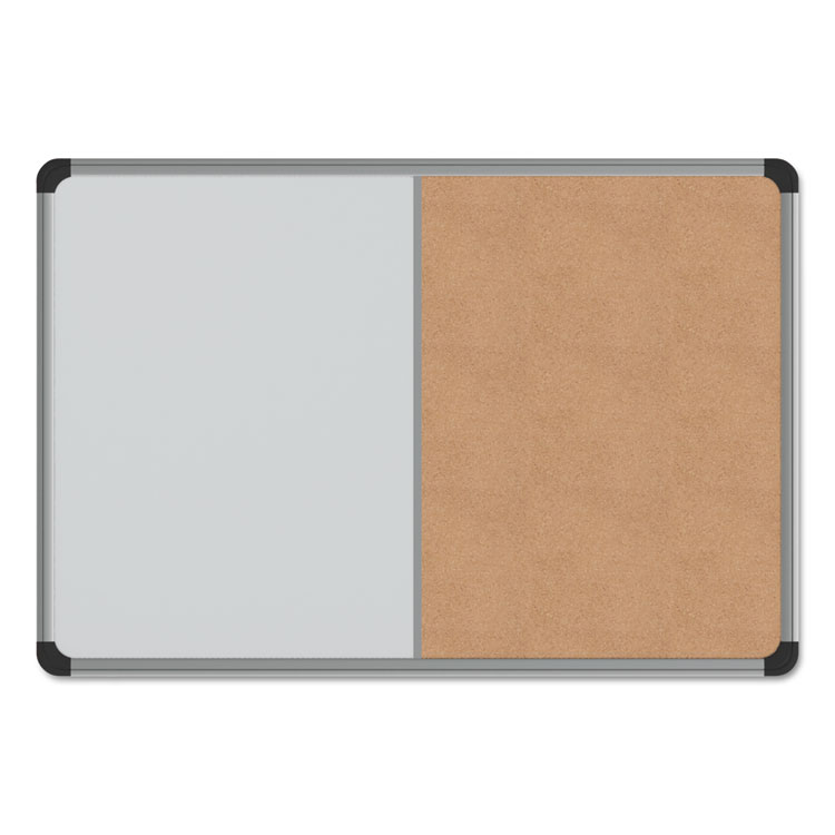 Picture of Cork/Dry Erase Board, Melamine, 24 x 18, Black/Gray Aluminum/Plastic Frame