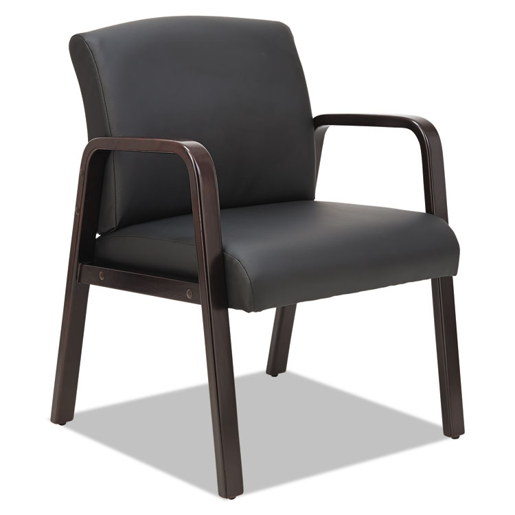 Picture of Alera Reception Lounge Series Guest Chair, Espresso/black Leather