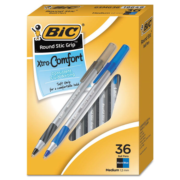 Picture of Round Stic Grip Xtra Comfort Ballpoint Pen, Black/Blue, 1.2mm, Medium, 36/Pack