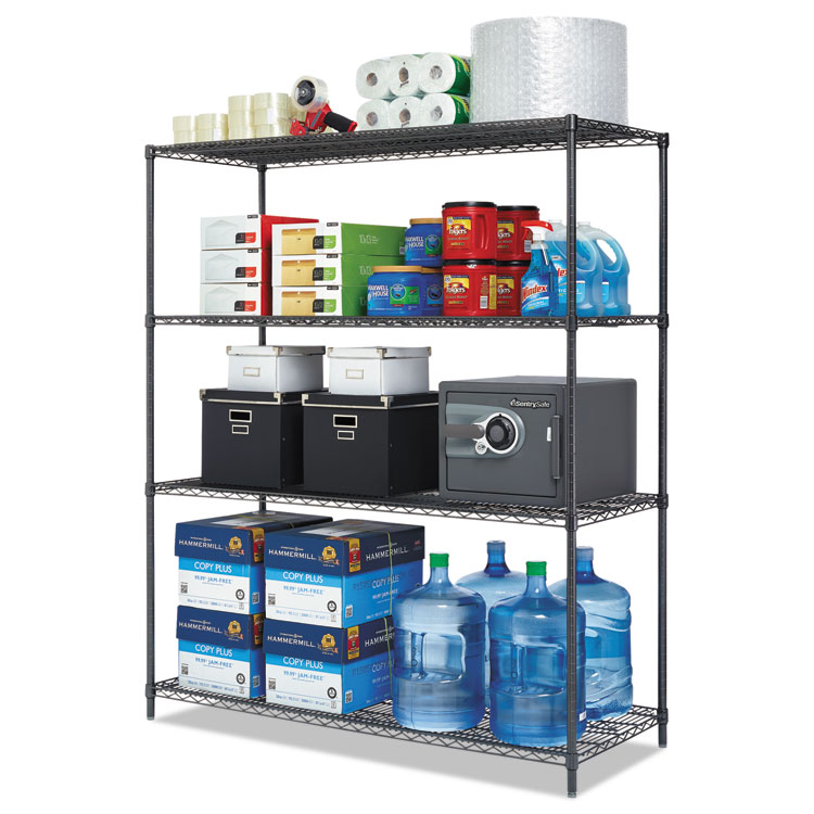 Picture of All-Purpose Wire Shelving Starter Kit, 4-Shelf, 60 X 24 X 72, Black Anthracite+