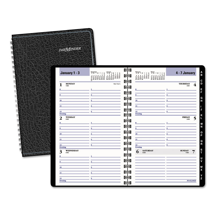 Picture of Block Format Weekly Appointment Book w/Contacts Section, 4 7/8 x 8, Black