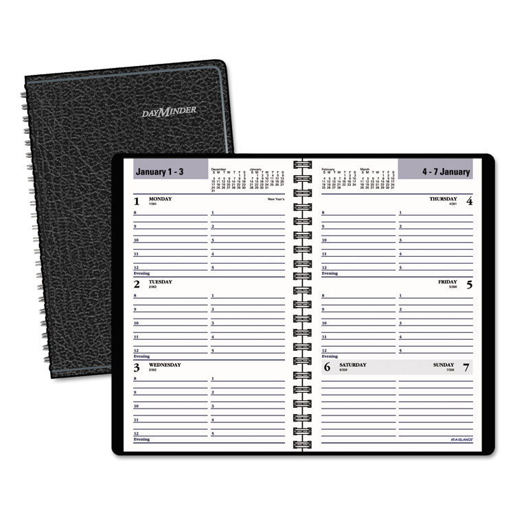 Picture of Block Format Weekly Appointment Book, 4 7/8 x 8, Black