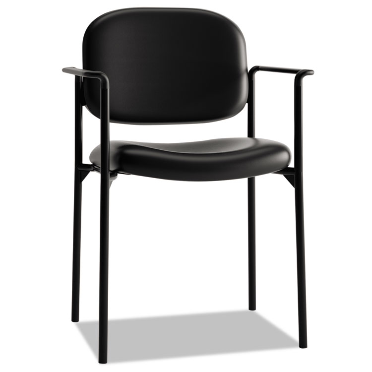 Picture of VL616 Series Stacking Guest Chair with Arms, Black Leather