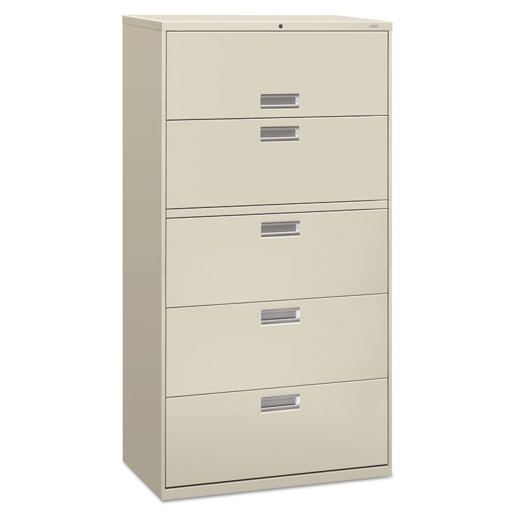 600 Series Five-Drawer Lateral File, 36w x 18d x 64 1/4h, Light Gray