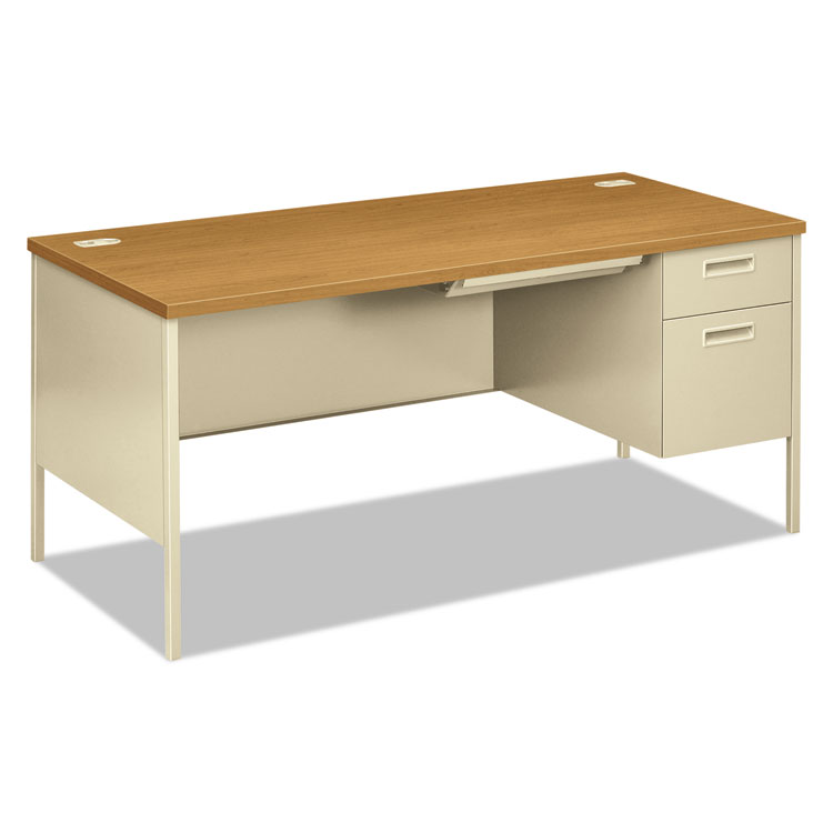Picture of Metro Classic Right Pedestal Desk, 66w x 30d, Harvest/Putty