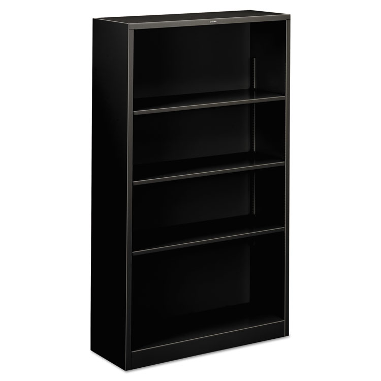 Picture of Metal Bookcase, Four-Shelf, 34-1/2w x 12-5/8d x 59h, Black