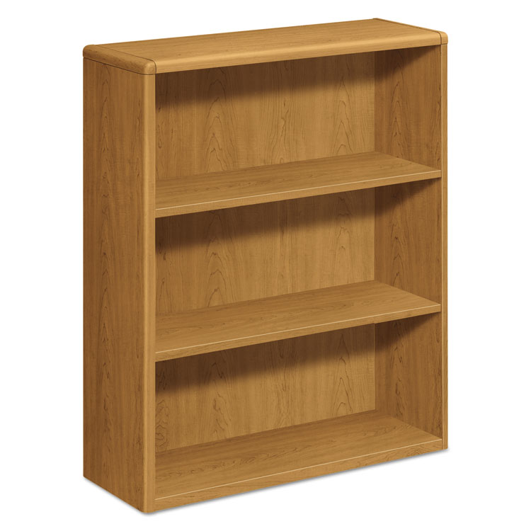 Picture of 10700 Series Wood Bookcase, Three Shelf, 36w x 13 1/8d x 43 3/8h, Harvest