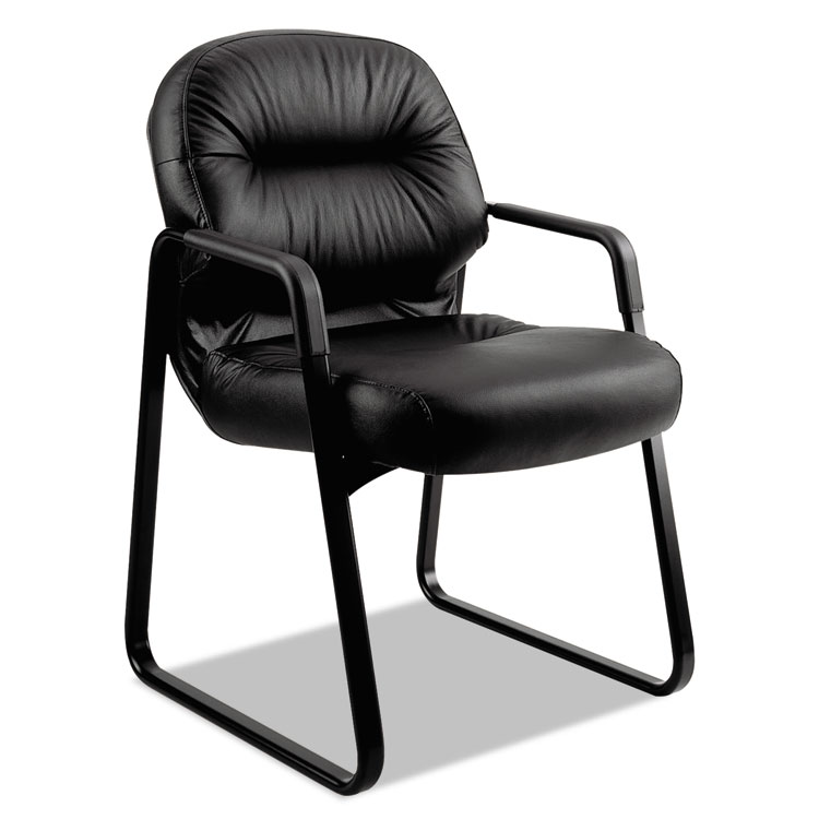 Picture of 2090 Pillow-Soft Series Leather Guest Arm Chair, Black 30% recycled