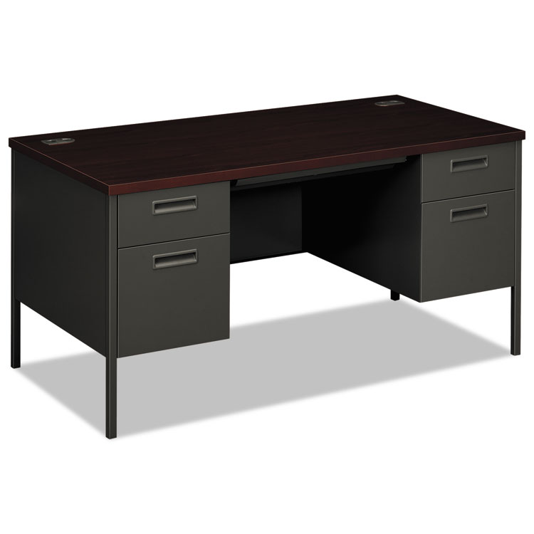 Picture of Metro Classic Double Pedestal Desk, 60w x 30d x 29 1/2h, Mahogany/Charcoal
