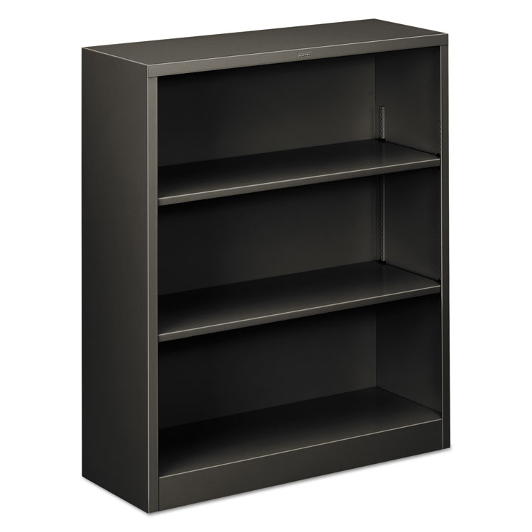 Picture of Metal Bookcase, Three-Shelf, 34-1/2w x 12-5/8d x 41h, Charcoal