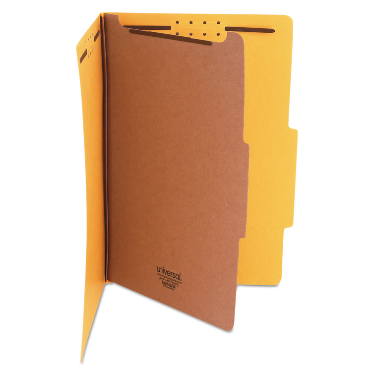 Picture of Pressboard Classification Folders, Legal, Four-Section, Yellow, 10/Box
