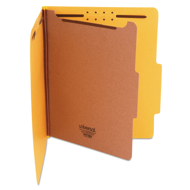Picture of Pressboard Classification Folders, Letter, Four-Section, Yellow, 10/Box