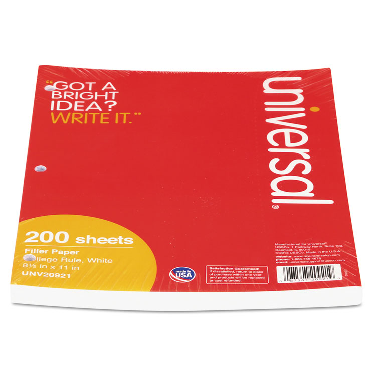Picture of Filler Paper, 8 1/2 x 11, College Rule, White, 200 Sheets/Pack
