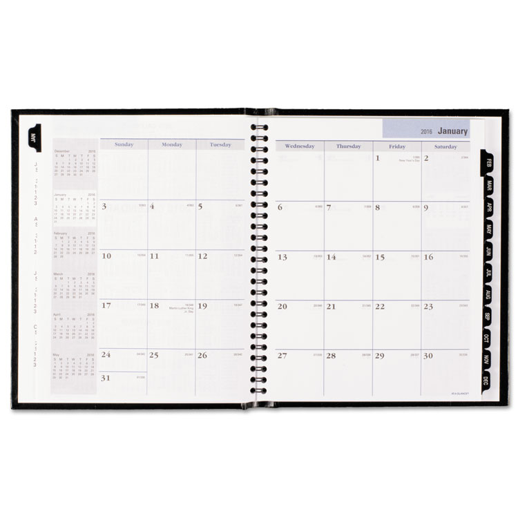 Picture of Hard-Cover Monthly Planner, 6 7/8 x 8 3/4, Black