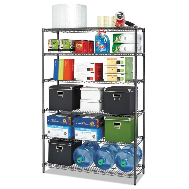 Picture of Commercial Wire Shelving, Six-Shelf, 48w X 18d X 72h, Black Anthracite