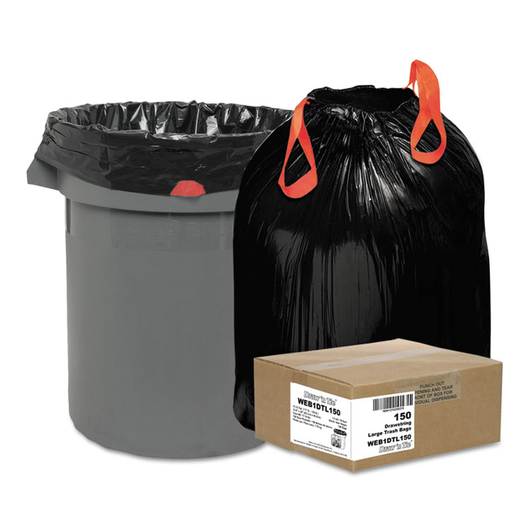 Picture of Heavy-Duty Bags, 33gal, 1.2mil, 38 x 33 1/2, Black, 150/Box