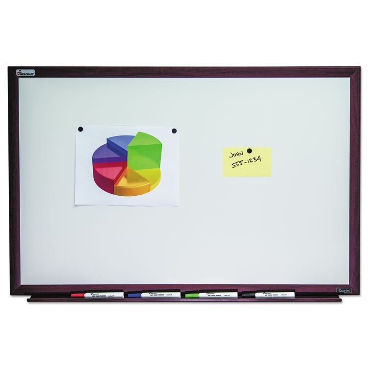 7110016305170, SKILCRAFT Magnetic Porcelain Dry Erase Board, 72" x 48", White Surface, Natural Mahogany Frame