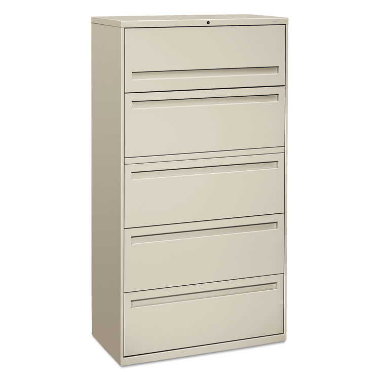 Picture of 700 Series Five-Drawer Lateral File w/Roll-Out & Posting Shelf, 36w, Light Gray