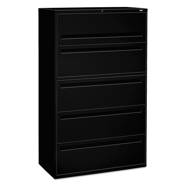 700 Series Five-Drawer Lateral File w/Roll-Out Shelves, 42w x 18d x 64 1/4h, Black