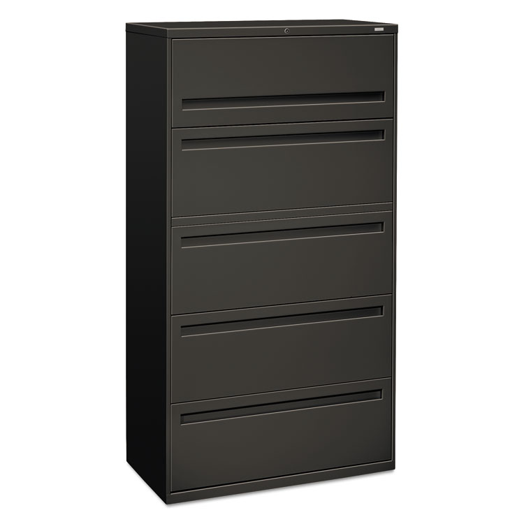 Picture of 700 Series Five-Drawer Lateral File w/Roll-Out & Posting Shelf, 36w, Charcoal