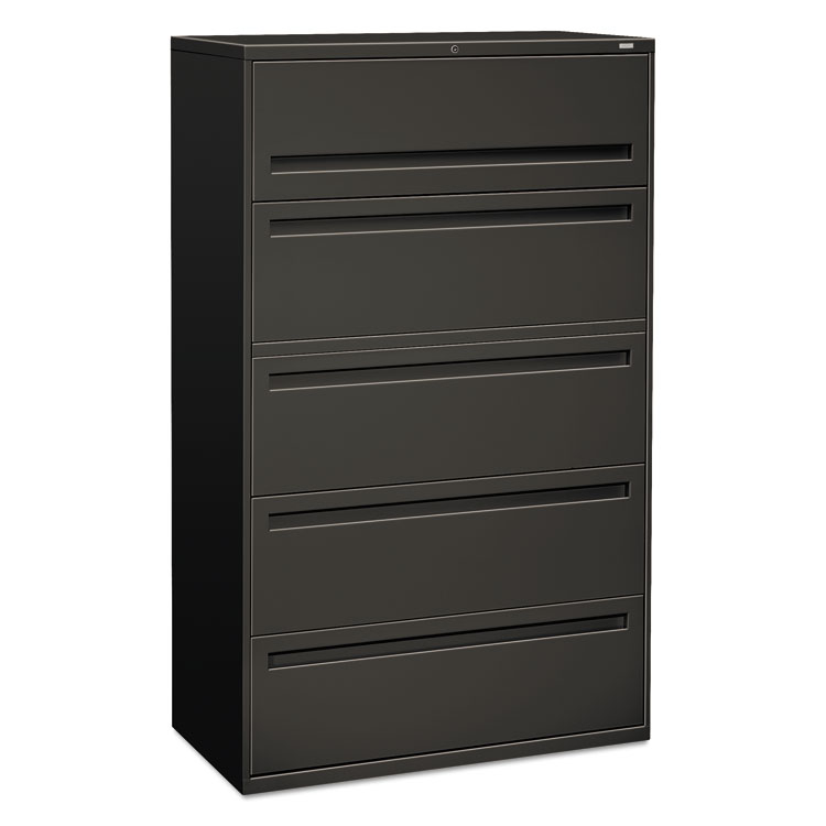 Picture of 700 Series Five-Drawer Lateral File w/Roll-Out & Posting Shelves, 42w, Charcoal