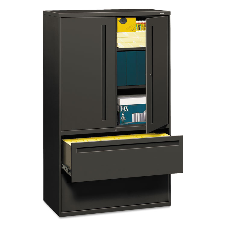 Picture of 700 Series Lateral File w/Storage Cabinet, 42w x 19-1/4d, Charcoal