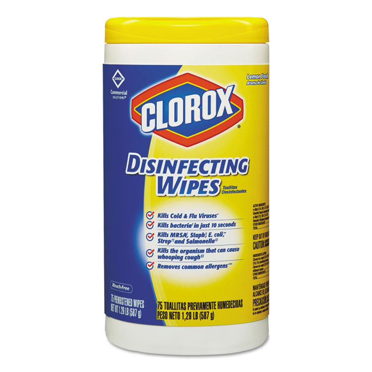 Picture of Disinfecting Wipes, 7 x 8, Lemon Fresh, 75/Canister, 6/Carton