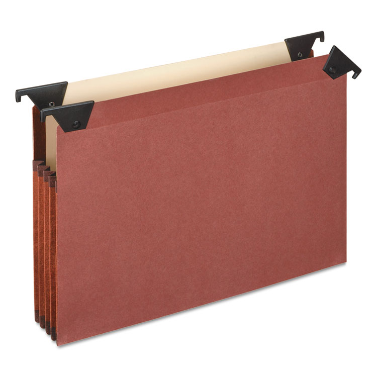 Picture of 3 1/2" Hanging File Pockets with Swing Hooks, 1/3 Tab, Letter, Brown, 5/Box