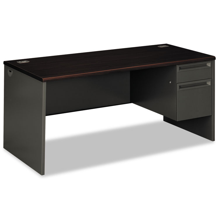 Picture of 38000 Series Right Pedestal Desk, 66w x 30d x 29-1/2h, Mahogany/Charcoal