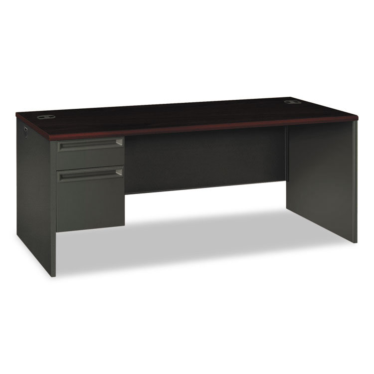 Picture of 38000 Series Left Pedestal Desk, 72w x 36d x 29-1/2h, Mahogany/Charcoal