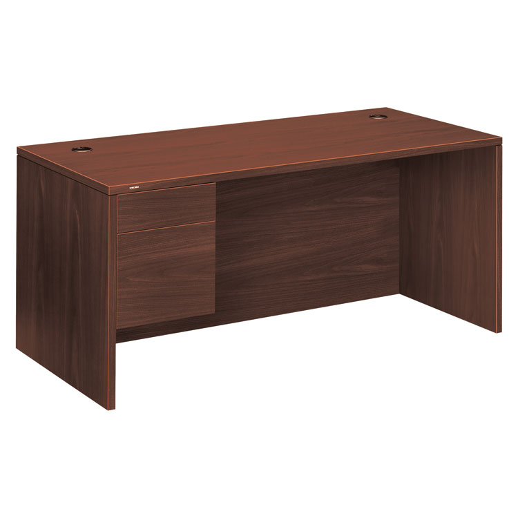Picture of 10500 Series "L" Left 3/4-Height Pedestal Desk, 66 x 30 x 29-1/2, Mahogany