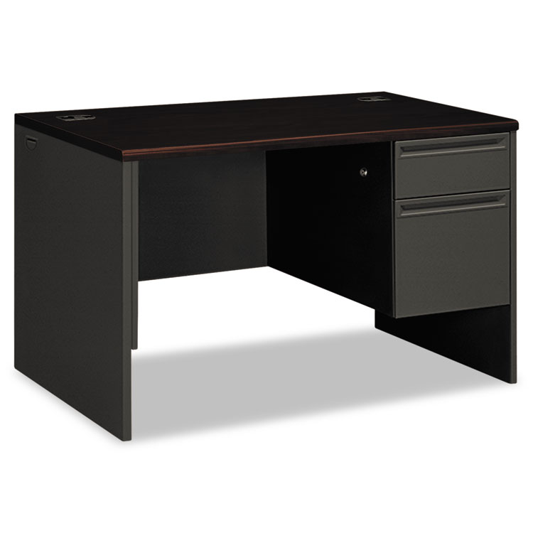 Picture of 38000 Series Right Pedestal Desk, 48w x 30d x 29-1/2h, Mahogany/Charcoal