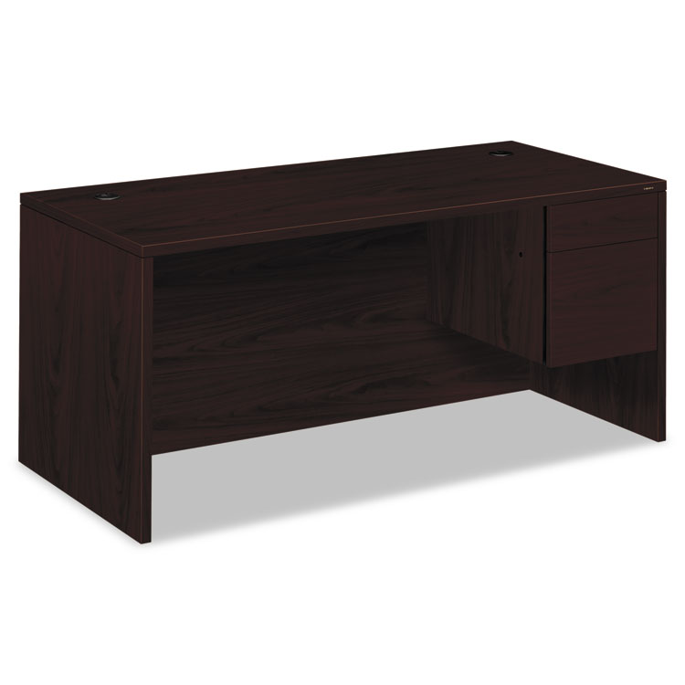 Picture of 10500 Series "L" Right 3/4-Height Pedestal Desk, 66 x 30 x 29-1/2, Mahogany