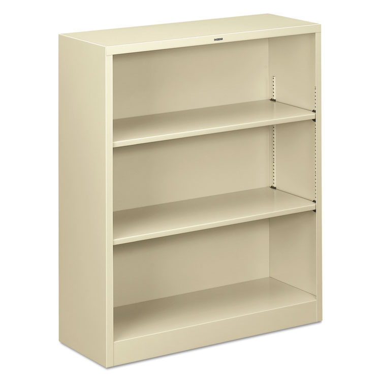 Picture of Metal Bookcase, Three-Shelf, 34-1/2w x 12-5/8d x 41h, Putty